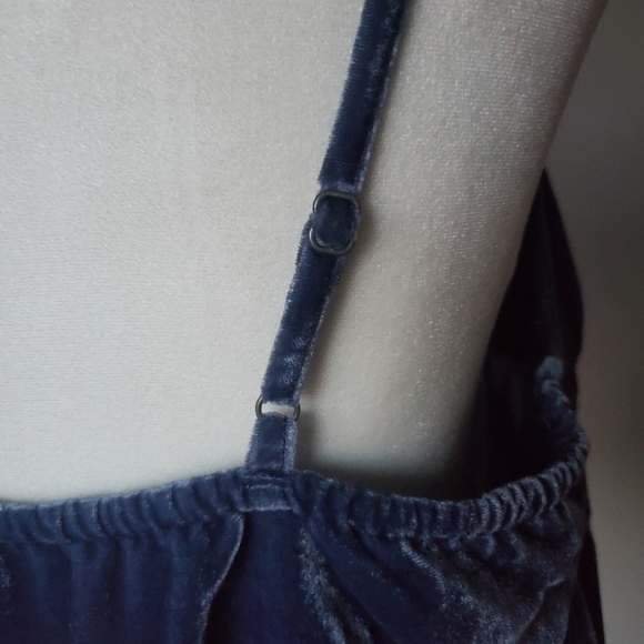 Lucky Brand Baby Doll Embroidered Velvet Sleeveless Top Blue Womens Size L - Picture 8 of 13